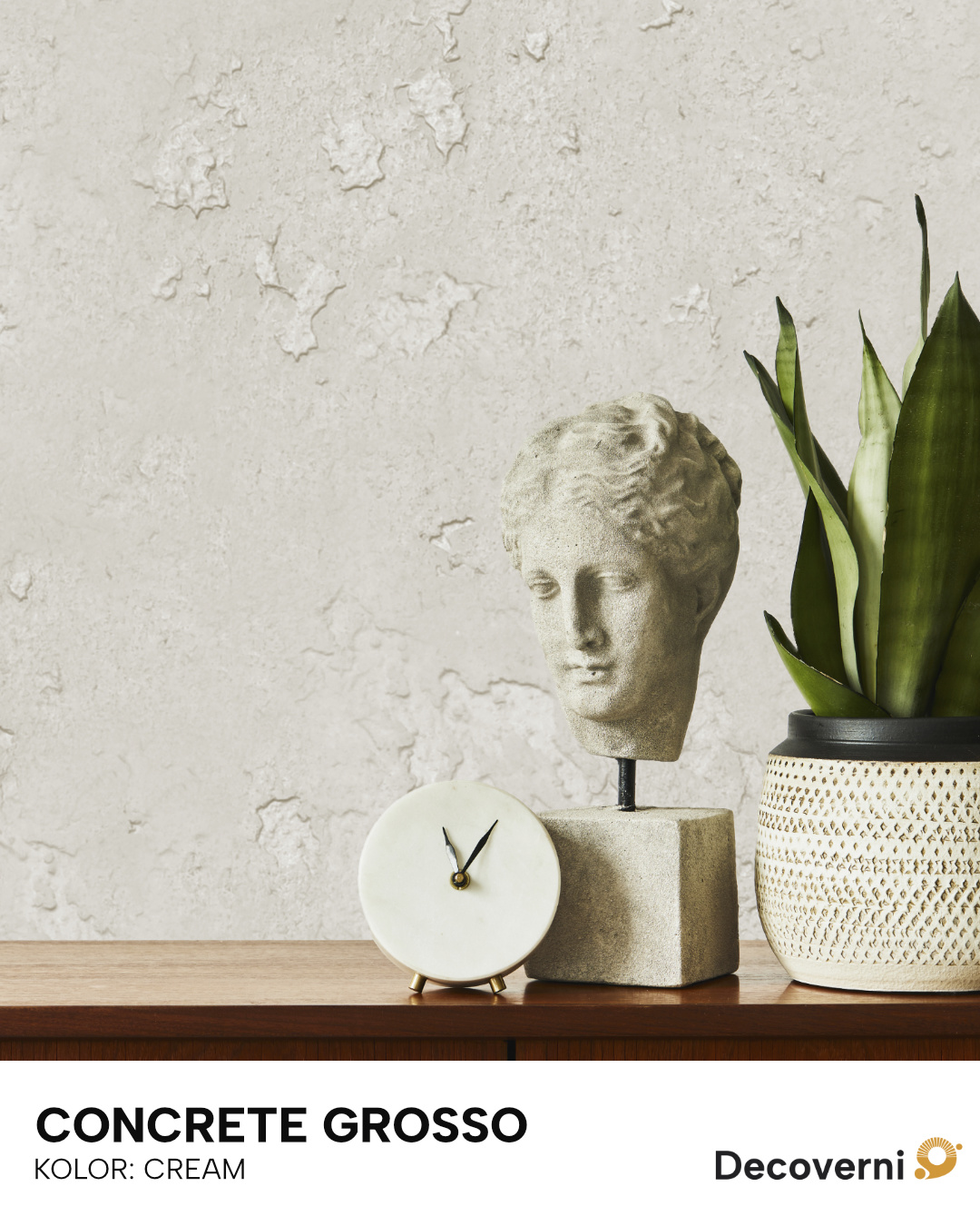 Wizualizacja ściany pomalowanej Decoverni Concrete Grosso Cream